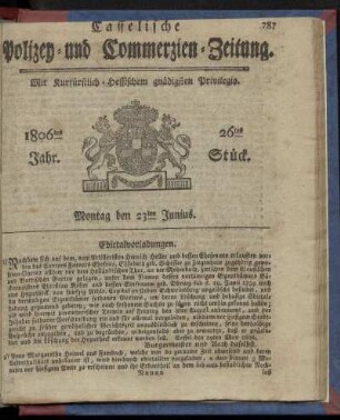 1806tes Jahr. 26tes Stück. Montag den 23ten Junius