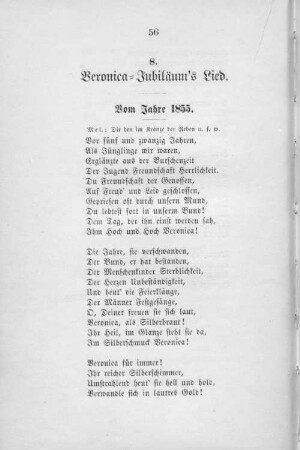 8. Veronica=Jubiläum's Lied. Vom Jahre 1855.