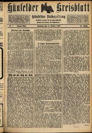 Zweite Ausgabe vom Samstag, den 15. Januar 1927.