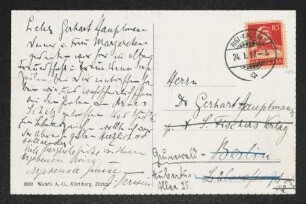 Brief von Felix Hollaender an Gerhart Hauptmann