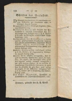 132-132, Schriften des Verfassers.