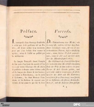 Préface. / Vorrede.