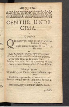 Centur. Undecima.