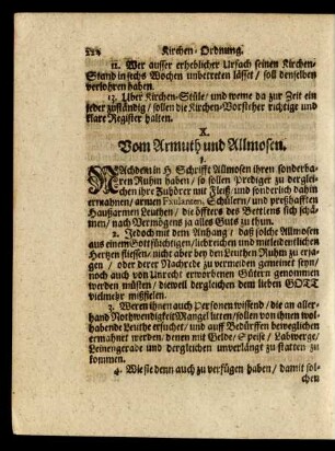 X. Vom Armuth und Allmosen.