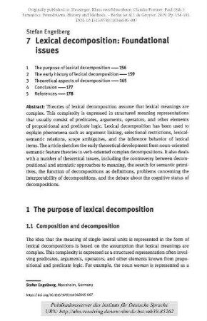 Lexical decomposition: foundational issues