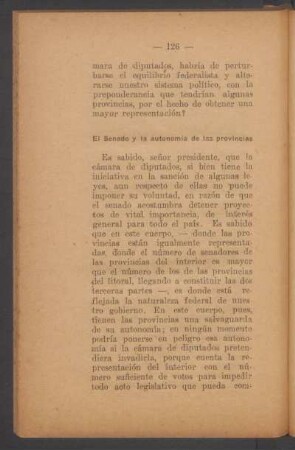 El Senado y la autonomía de las provincias