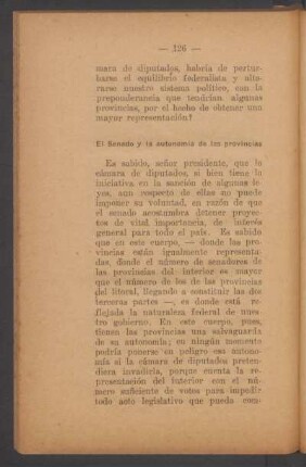 El Senado y la autonomía de las provincias