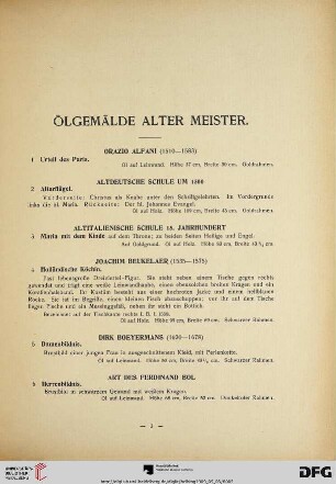 Ölgemälde alter Meister (Nr. 1-120)