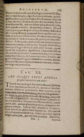 Cap. III. [ - ] Cap. V. An Aliqui Certi Angeli præsint toti terrarum orbi?; An Aliqui Angeli Præsint toti Ecclesiæ fidelium; ... prouincÿs & regnis?