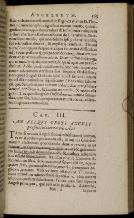 Cap. III. [ - ] Cap. V. An Aliqui Certi Angeli præsint toti terrarum orbi?; An Aliqui Angeli Præsint toti Ecclesiæ fidelium; ... prouincÿs & regnis?