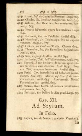Cap. XII. Ad Stylum.
