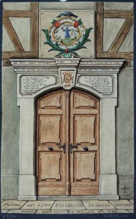 Das Portal des 1766 von Adam Gottlieb Müller erbauten Erbgerichts in Dorfhain bei Dippoldiswalde