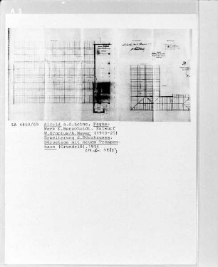Fagus-Werk, Grundriß der Erweiterungen des Hauptgebäudes (Bürohaus) im SO, EG und neues Treppenhaus