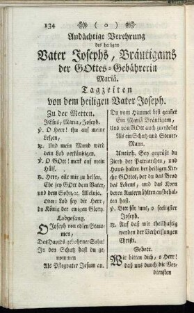 Andächtige Verehrung des heiligen Vaters Josephs, Bräutigams der Gottes-Gebährerin Mariä.