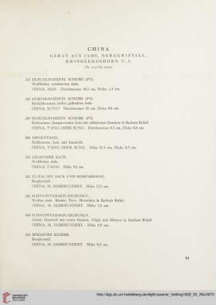 China (Gerät aus Jade, Bergkristall, Rhinozeroshorn u.a.) (Nr.217-232a)