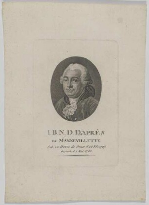 Bildnis des Jean-Baptiste-Nicolas-Denis d' Après de Mannevillette