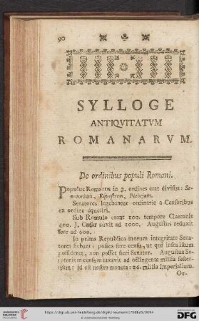 Sylloge antiqvitatvm Romanarvm