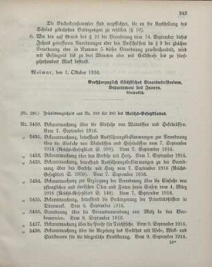 Nr. 236: Inhaltsverzeichnis aus Nr. 203 bis 208 des Reichs-Gesetzblattes