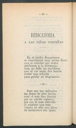 Dedicatoria a las niñas porteñas
