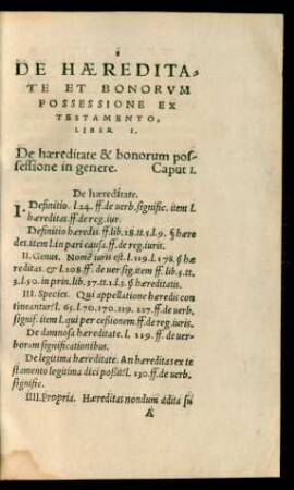 De Haereditate Et Bonorum Possessione Ex Testamento, Liber I.
