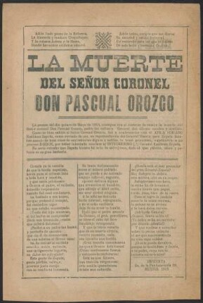 La muerte del Señor Coronel Don Pascual Orozco