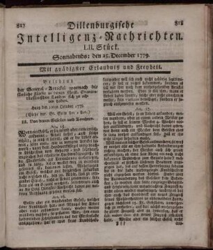 LII. Stück. Sonnabends: den 25. December 1779.