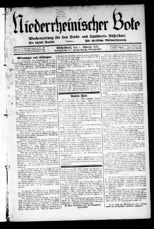 Niederrheinischer Bote : rechtsstehende Zeitung für den Stadt- und Landkreis Düsseldorf
