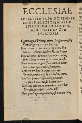 a1v-a8r, Ecclesiae ad illustrissimum...