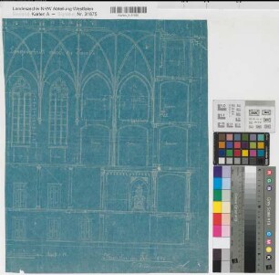 Hiltrup (Münster) Herz Jesu Missionshaus Kapelle - Schnitt 1896 1 : 50 48,5 x 39 Blaupause Franz Wucherpfennig, Architekt Nachlaß Wucherpfennig