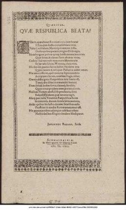 Quaeritur, Quae Republica Beata? ...