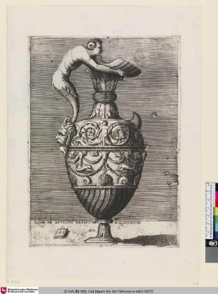 [Aiguière dont le corps est orné d'une sirène qui se termine en rinceaux; Ewer with a Satyr Holding a Large Conch; Vase mit einem Satyrn, der eine große Muschelschale hält]