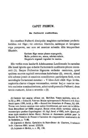 Caput Primum. De Fulberti codicibus.