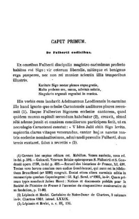 Caput Primum. De Fulberti codicibus.