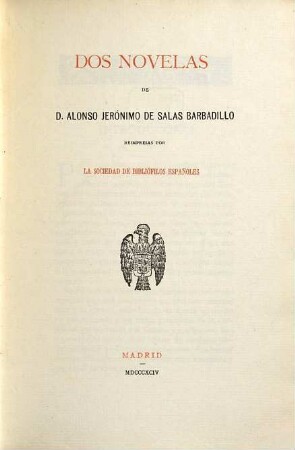 Dos novelas de D. Alonso Jerónimo de Salas Barbadillo