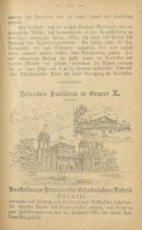 Besondere Pavillons in Gruppe X. Ausstellungs-Pavillon der Schokoladen-Fabrik Sarotti