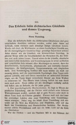 Das Erlebnis beim dichterischen Gleichnis und dessen Ursprung
