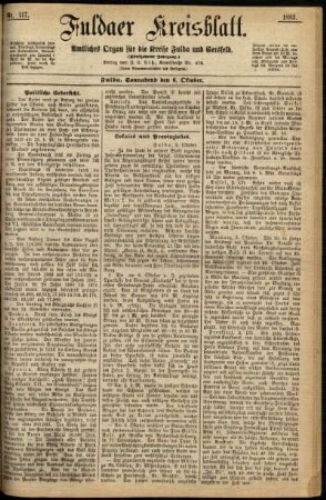 Erste Ausgabe vom Samstag, den 06. Oktober 1883.
