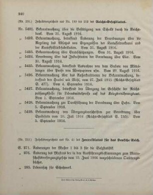 Nr. 231: Inhaltsverzeichnis aus Nr. 199 bis 202 des Reichs-Gesetzblattes
