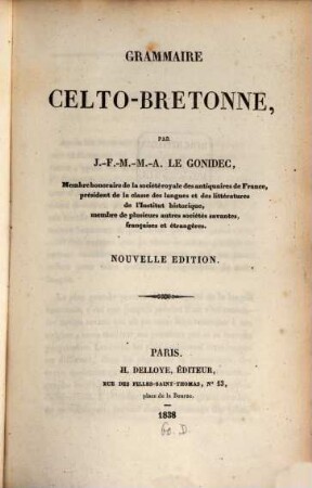 Grammaire Celto-Bretonne