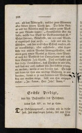 588-601, Sechste Predigt.
