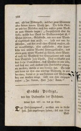 588-601, Sechste Predigt.