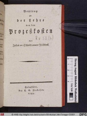 Beytrag zu der Lehre von den Prozeßkosten