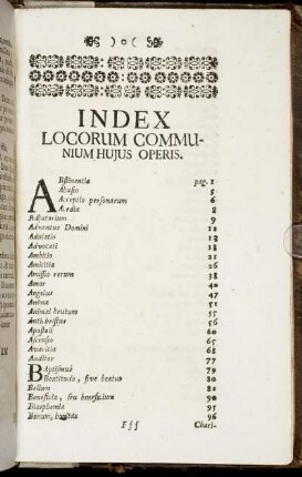 Index Locorum Communium Hujus Operis.