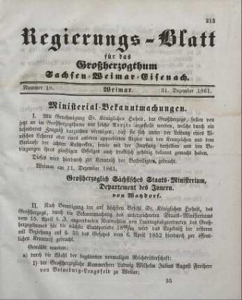 Nr. 19 : 31. Dezember 1861
