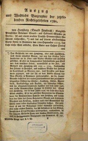 Auszug aus Weidlichs Biographie der jetztlebenden Rechtsgelehrten 1780.
