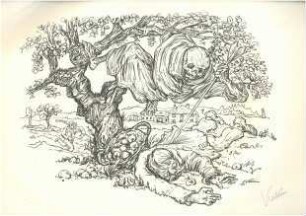 Grafik "Der Tod im Baum" (Alfred Kubin)