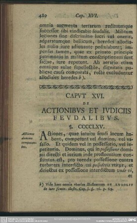 Caput XVI. De Actionibus Et Iudiciis Feudalibus