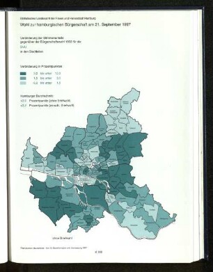 Veränderung der Stimmenanteile gegenüber der Bürgerschaftswahl 1993 für die DVU in den Stadtteilen
