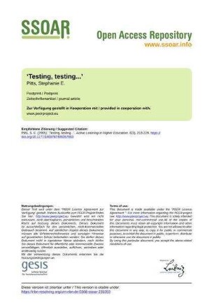 ‘Testing, testing...’