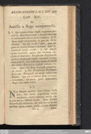 Cap. XIV. De Amissis a Rege recuperandis.